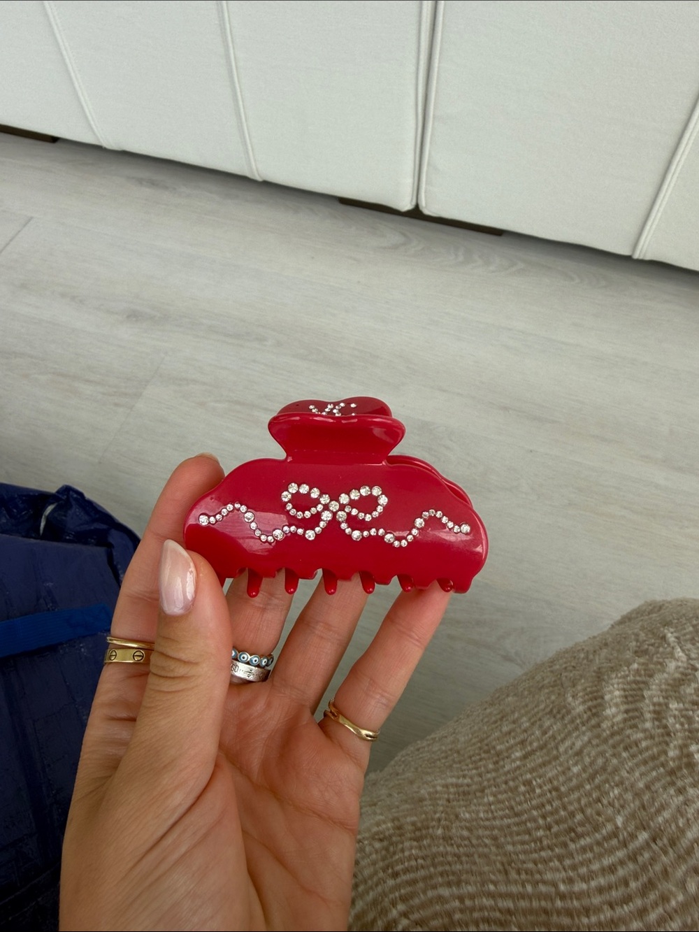 Red Rhinestone Claw Clip Hair Accessory